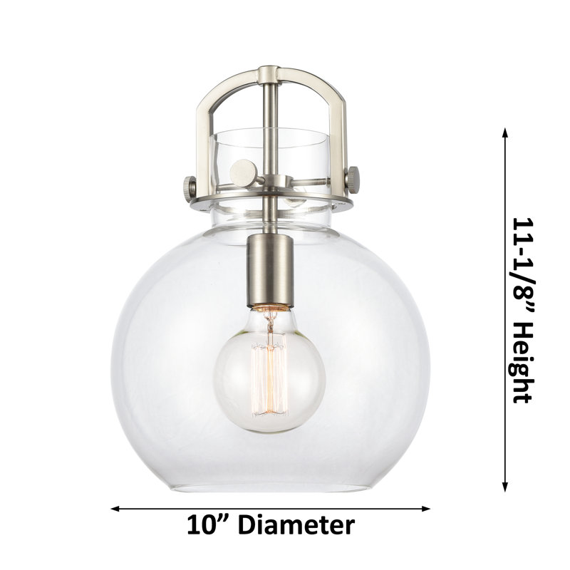 Luminaire suspendu 1 lumière Lantz, H 11,75 po x l 10 po x P 10 po, Nickel satiné