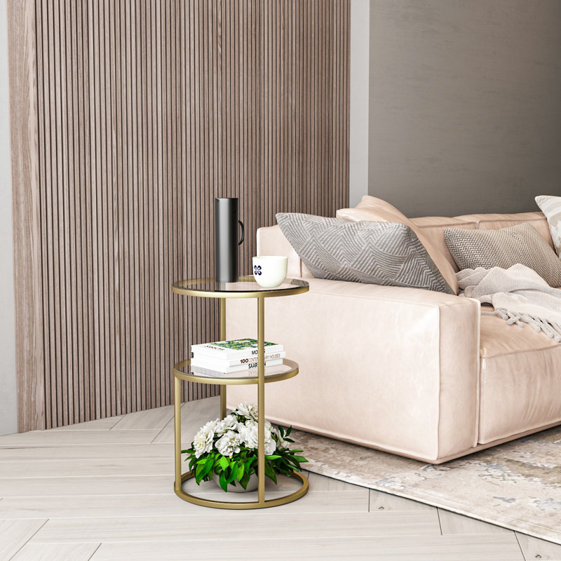 Aurther Glass Top End Table
