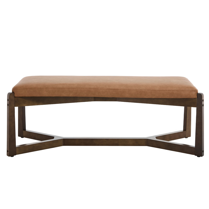 45 Inch Modern Entryway Bench Upholstered Bedroom Bench With Solid Wood Frame With Y-Shaped Foot, Brown