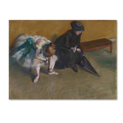 «Waiting» par Edgar Degas - reproduction d'art sur toile tendue