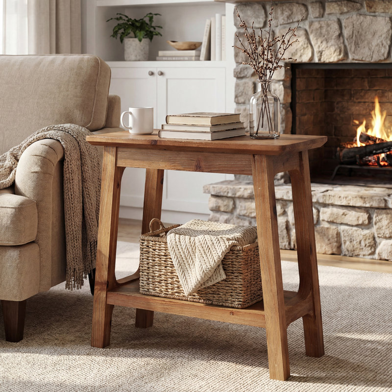 Solid Wood End Table With Storage, 1
