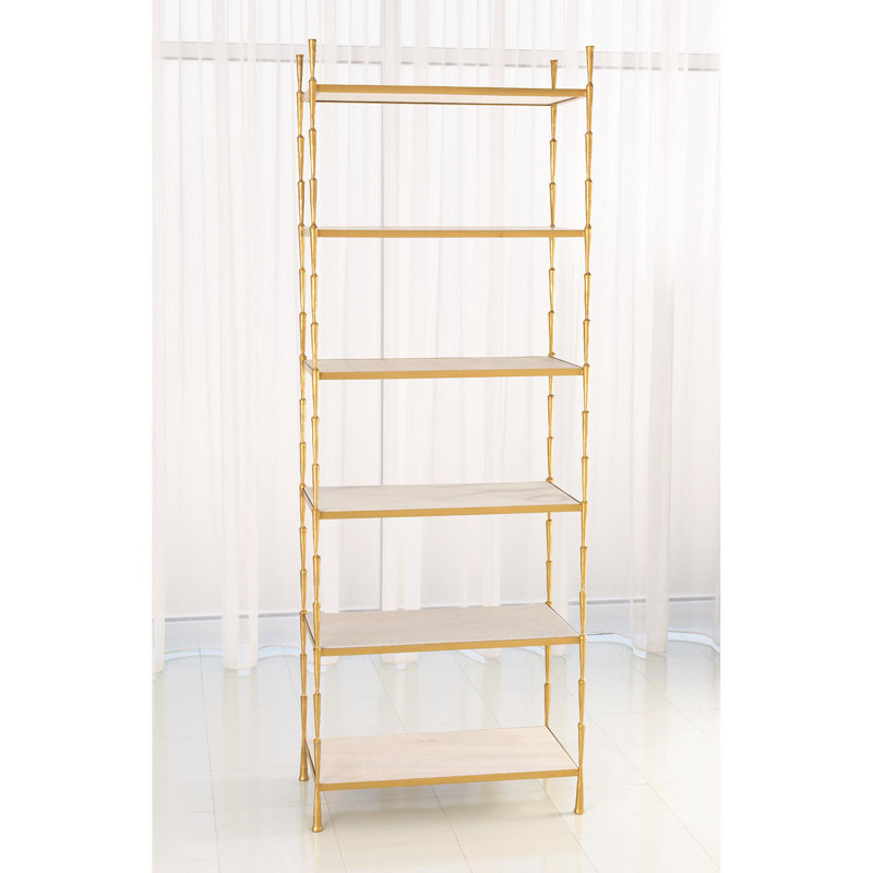 Spike Etagere- w/White Marble, Antique Brass