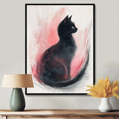 «Black and Pink Feline Grace - Cat Large», art mural