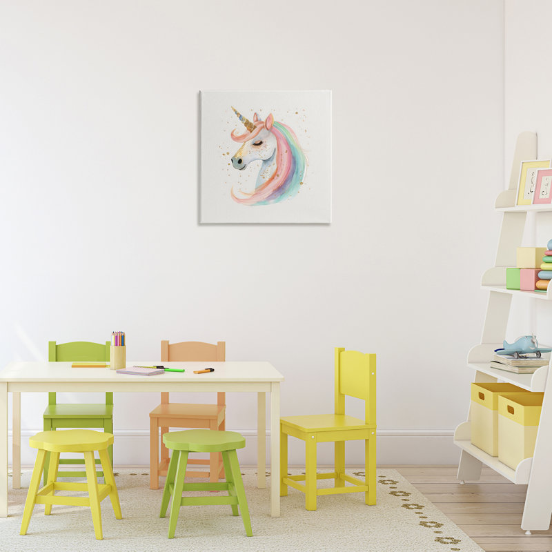 Toile de licorne aux accents dorés, design par Creative Studio, H 17 po x l 17 po