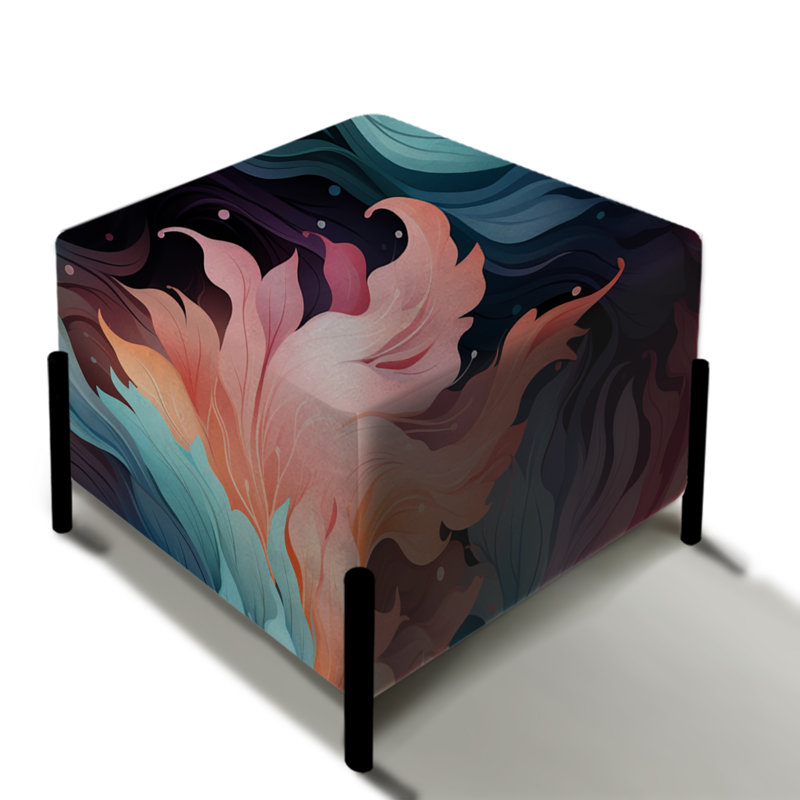 Motif tropical Coral Illusion - repose-pieds carré tropical