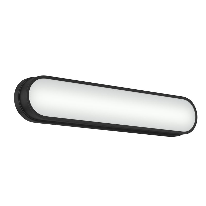 Barre de salle de bain à DEL 24,75 po avec verre blanc Daines Daines, H 4,75 po x l 24,75 po x P 2,5 po, Noir