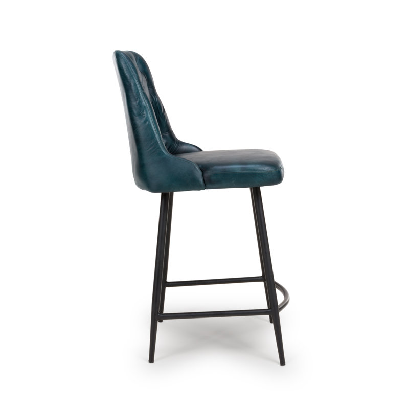 Ronja Upholstered Counter Stool with Metal Frame, Blue