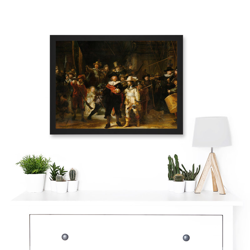 Rembrandt Night Watch Scene The Shooting Company - Single Picture Frame Print, 33cm H x 45.5cm W