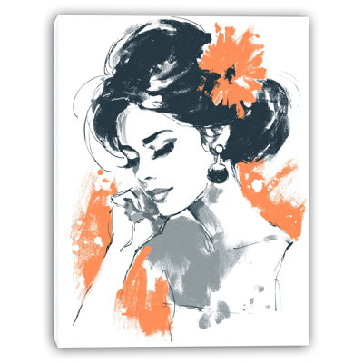 Orange Bloom Elegance Wrapped Canvas Wall Art