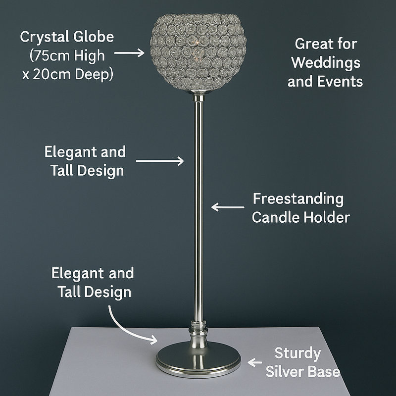 Crystal Tabletop Candelabra, Silver
