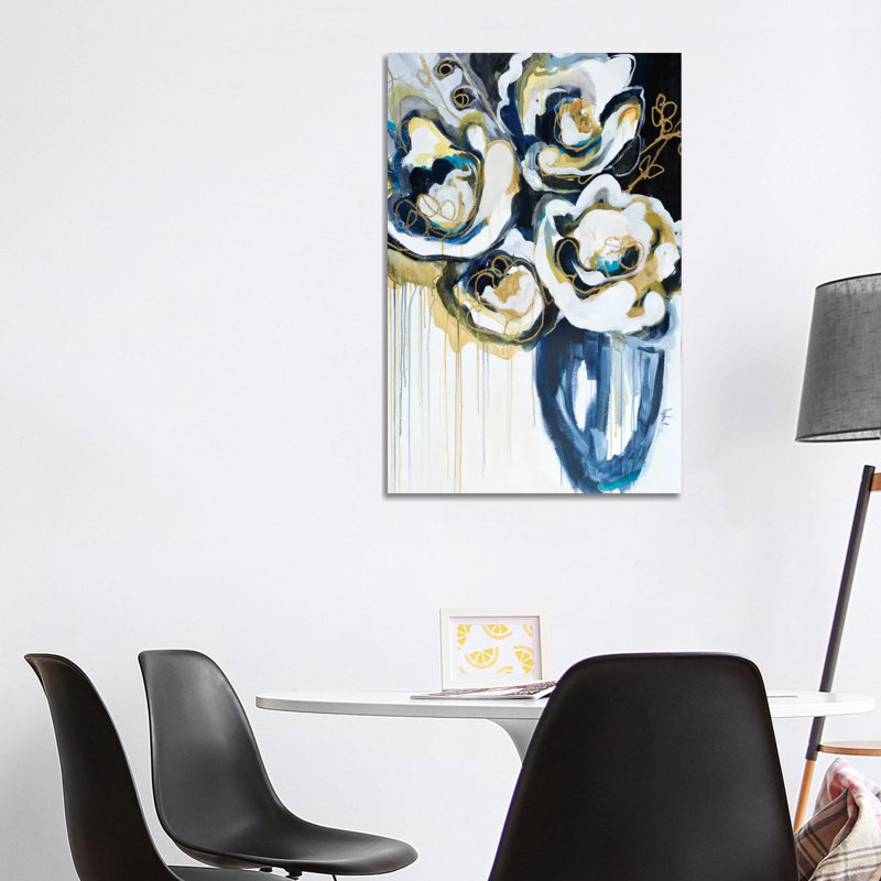 Blooms In Sea Foam by Angela Maritz - Wrapped Canvas Painting, 101.6 cm H x 66.04 cm W