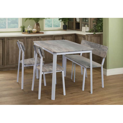 Ensemble de table de salle à manger, panneau de fibres à densité moyenne gris et blanc et conception en métal pour les espaces de vie modernes