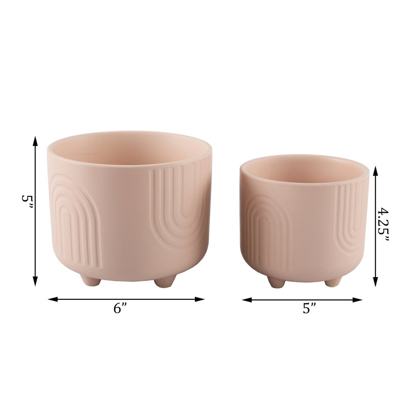 Ensemble de pots à fleurs en céramique 2 pièces Martha, Pêche mat