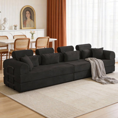 Canapé modulaire en forme de L, canapé compressé avec un style minimaliste moderne, se déplie en un lit pour une conception peu encombrante