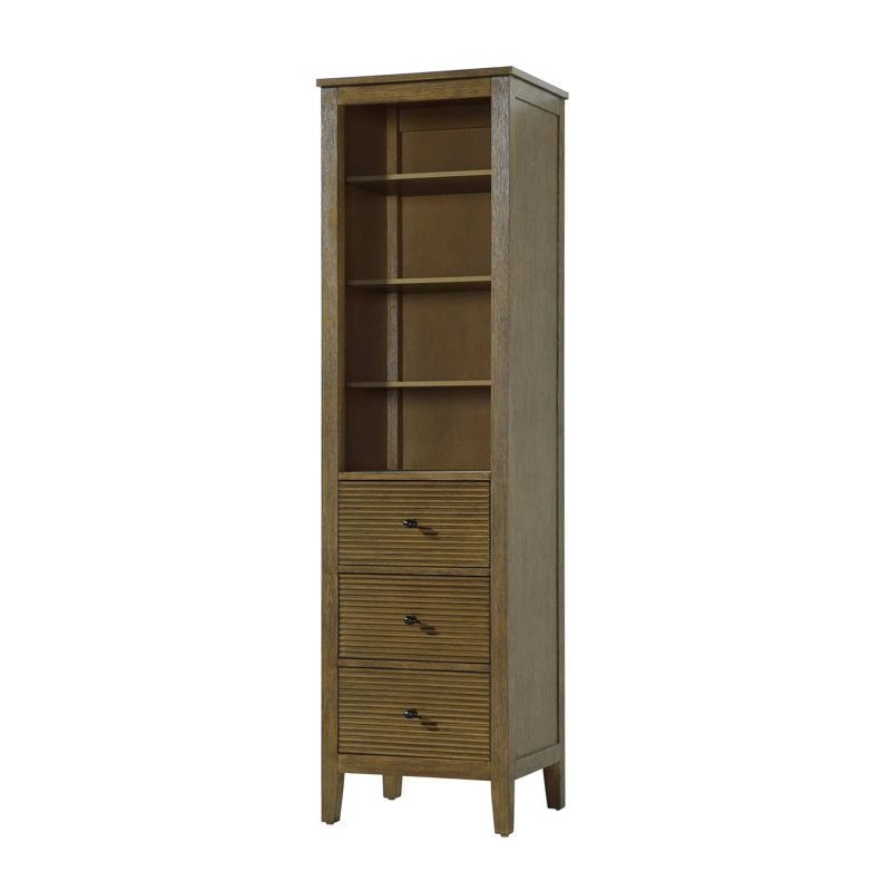 20 Inch Open Shelving Bath Storage Cabinet in Hazel Oak, 72" H x 20" W x 18" D, Hazel Oak