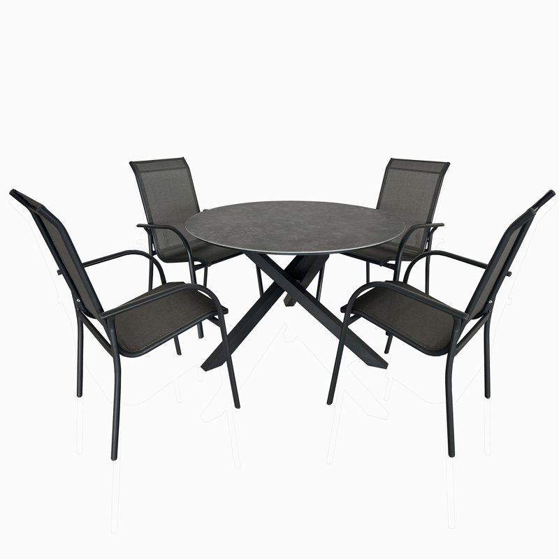 Ensemble de table de salle à manger d'extérieur en aluminium 4 places Deko Living, Gris