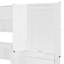 Lit simple avec tête de lit éclairée, bureau, armoire de rangement et armoire-851253257
