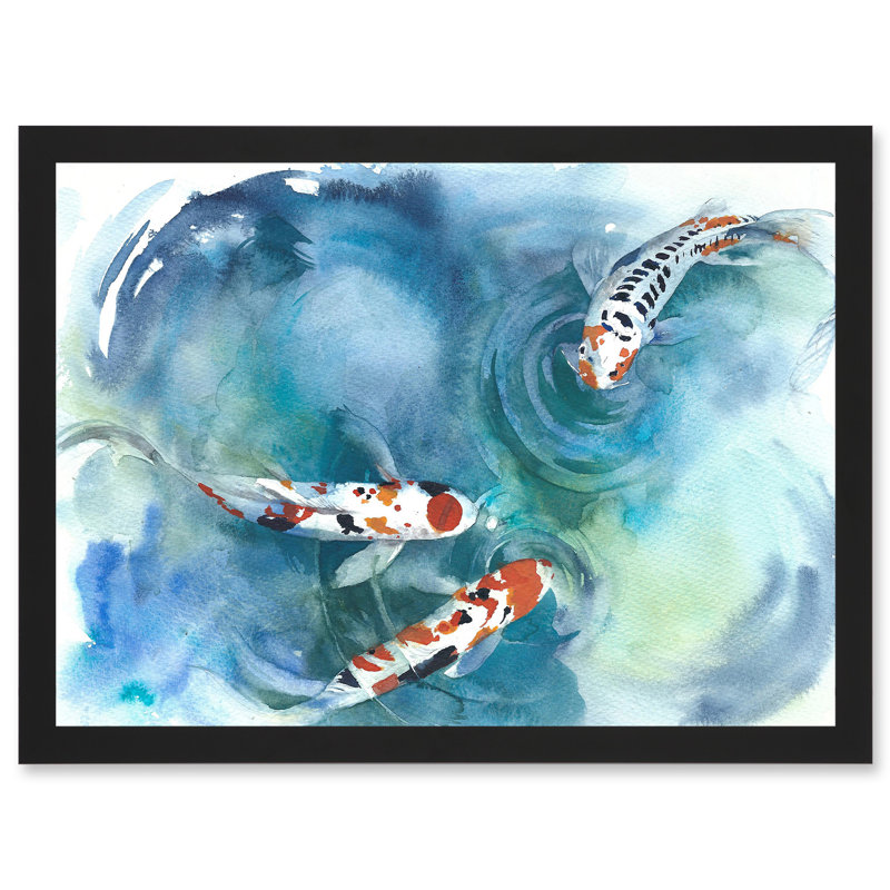 Japanese Koi Fish Near Surface Pond - Single Picture Frame Painting