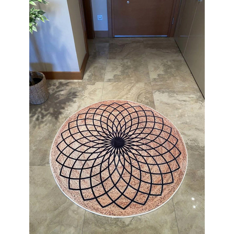 Tapis rond en coton avec envers antidérapant Lindalee, Rond 3 pi 3 po