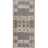 Antique Basket Weave And Floral Folk Art Pattern American Hooked Rug