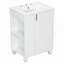 Meuble-lavabo de 24 po avec lavabo, structure en bois massif, porte à fermeture douce et rangement latéral ouvert pour les salles de bain modernes-116452187