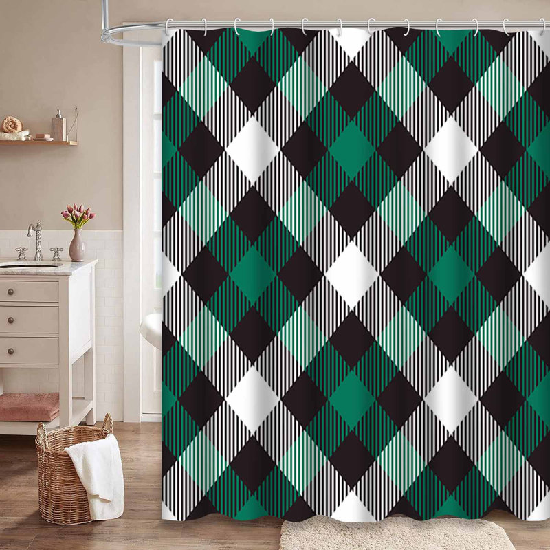 Rideau de douche Christmas 12 carreaux Buffalo, L 72 po x l 84 po