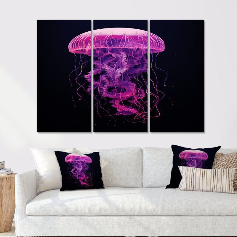 «Rimmer - Jellyfish», ensemble de reproduction d'art mural, Toile tendue, H 32 po x l 48 po x P 1 po