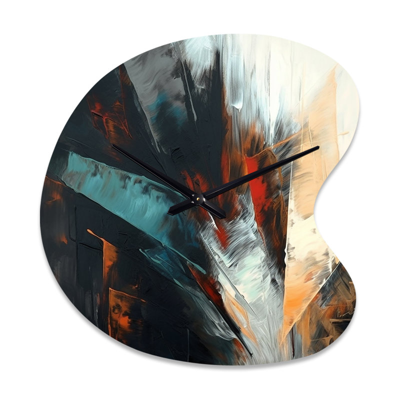 Orange And Blue Abstract Mixed Colours II - Drop Shape Large Blue Wall Clock Sculpture, Small