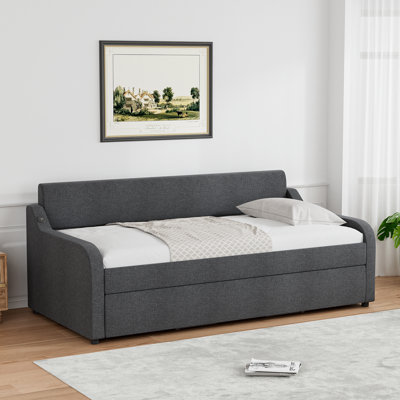 Upholstered Daybed with Trundle Bed