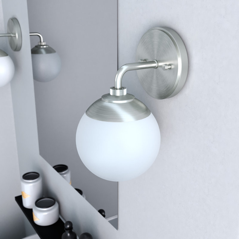 Hepburn 1 - Light Dimmable Armed Sconce, Brushed Nickel/Chrome