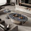 Table basse ovale en pierre supercristalline-105843508-105843507