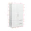 Grand garde-robe blanc avec garde-manger et garde-manger avec 2 portes, 2 tiroirs, 5 tablettes de rangement et un rangement polyvalent