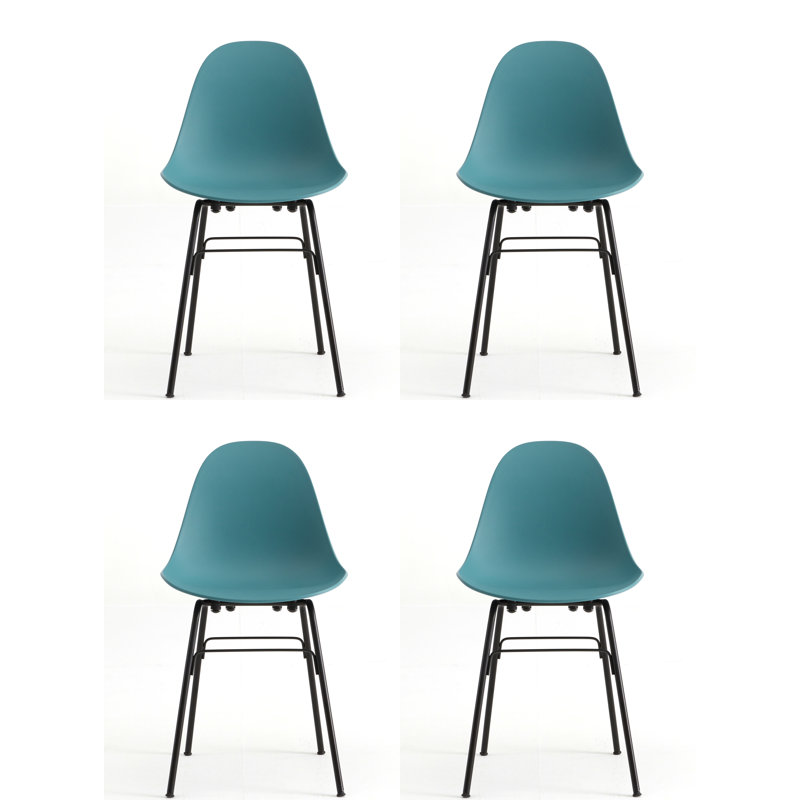Chaise d'appoint et de salle à manger TA (ensemble de 4), Bleu océan / noir