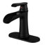 Robinet cascade de salle de bain contemporain, plaque de pont, noir, bonde escamotable, conduites d'alimentation, une poignée, conception géométrique, robinet à fonctionnalité latérale avec finition noire mate, forme simple, inclus