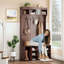 Arbre d'entrée 70,9 po avec banc et rangement pour chaussures, rangement pour vestibule sur pied avec 7 crochets-1474296512