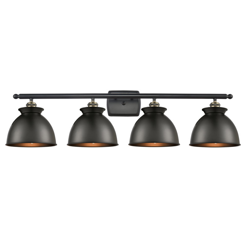 Éclairage pour meuble-lavabo à intensité variable à 4 lumières Arev, Ampoule incandescente 60 watts rétro, Noir mat, Noir mat