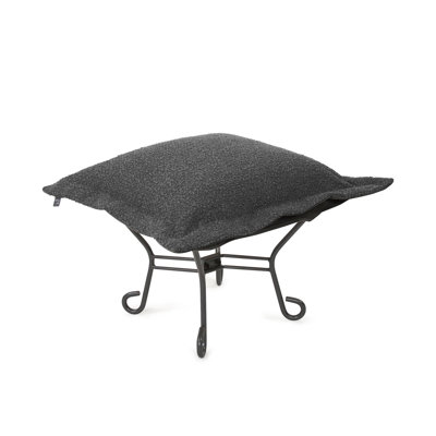 Scroll Puff Ottoman Titanium- Barbet Chocolate/Natural