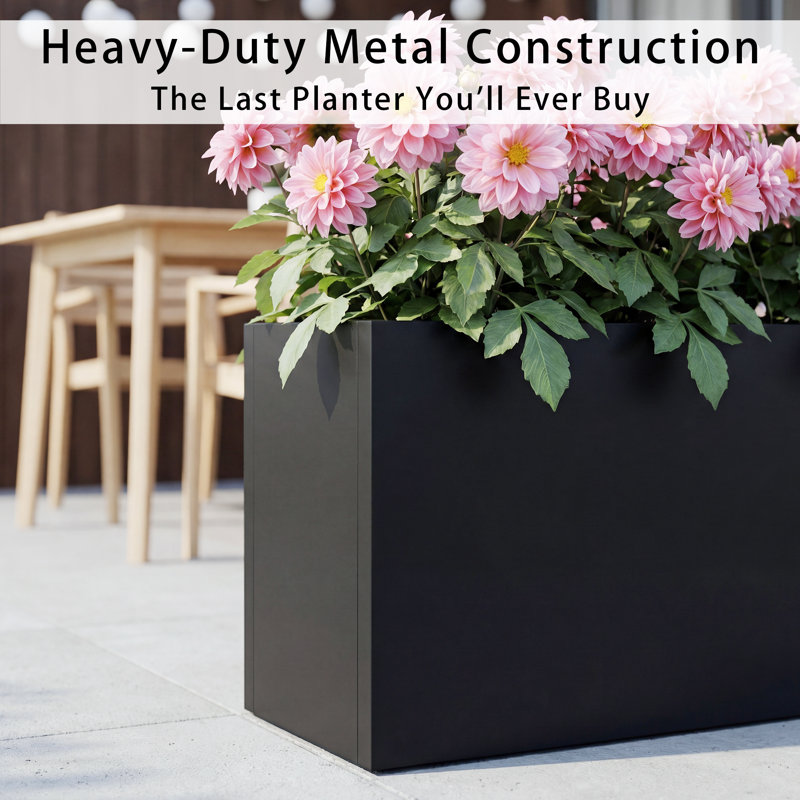 Clare 16 in. W x 24 in. H Rectangular Metal Planter Box, Outdoor All-Weather Plant Container, 16 in. W x 24 in. H