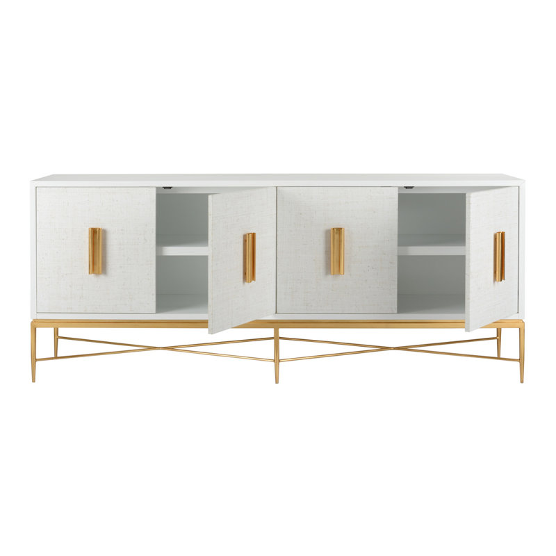 The Sensual Side Of Sleek 84'' Sideboard, White/Antique Gold Leaf