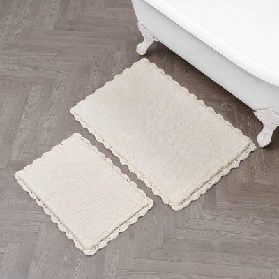 Laura Ashley Set Di 2 Tappetini Da Bagno In Cotone Reversibile - 43x61 Cm E 51x81 Cm, Morbidi E Assorbenti, Colore Acqua