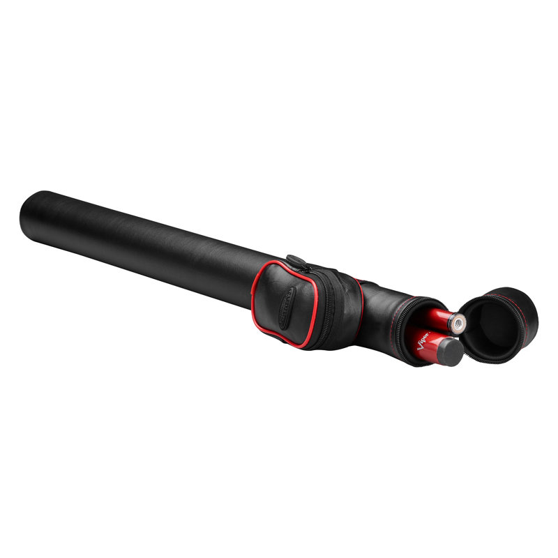 Black and Red Leatherette Cue Case with Hard Resin Shell