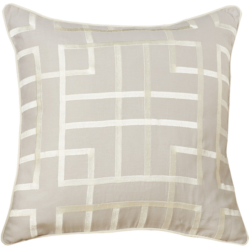 Geometric Down Throw Pillow, 22" H x 22" W x 4" D, Light Gray/Beige, Pillow Cover Only - No Insert