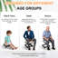 Modern Adjustable Height Lifting Foot Stool With Wheels Grey Fabric Ottoman Portable Metal Footstool, Foldable Steel Frame-1738172372