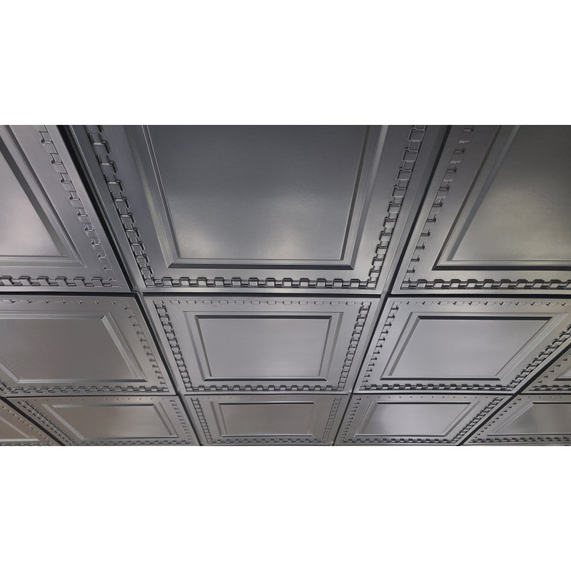 24'' L x 24'' W Coffered PVC Drop-In Ceiling Tile In Black