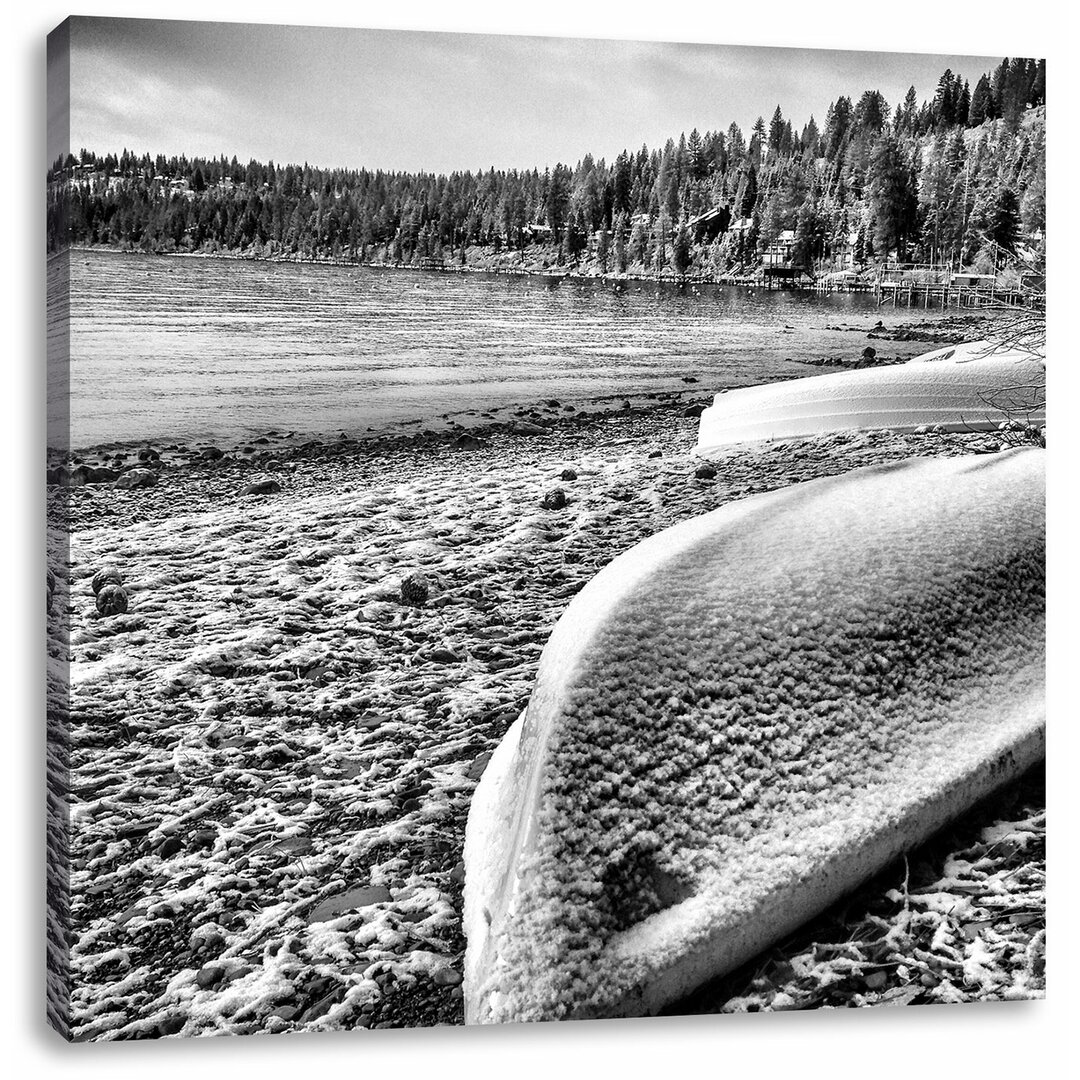 Leinwandbild Boote im Winter