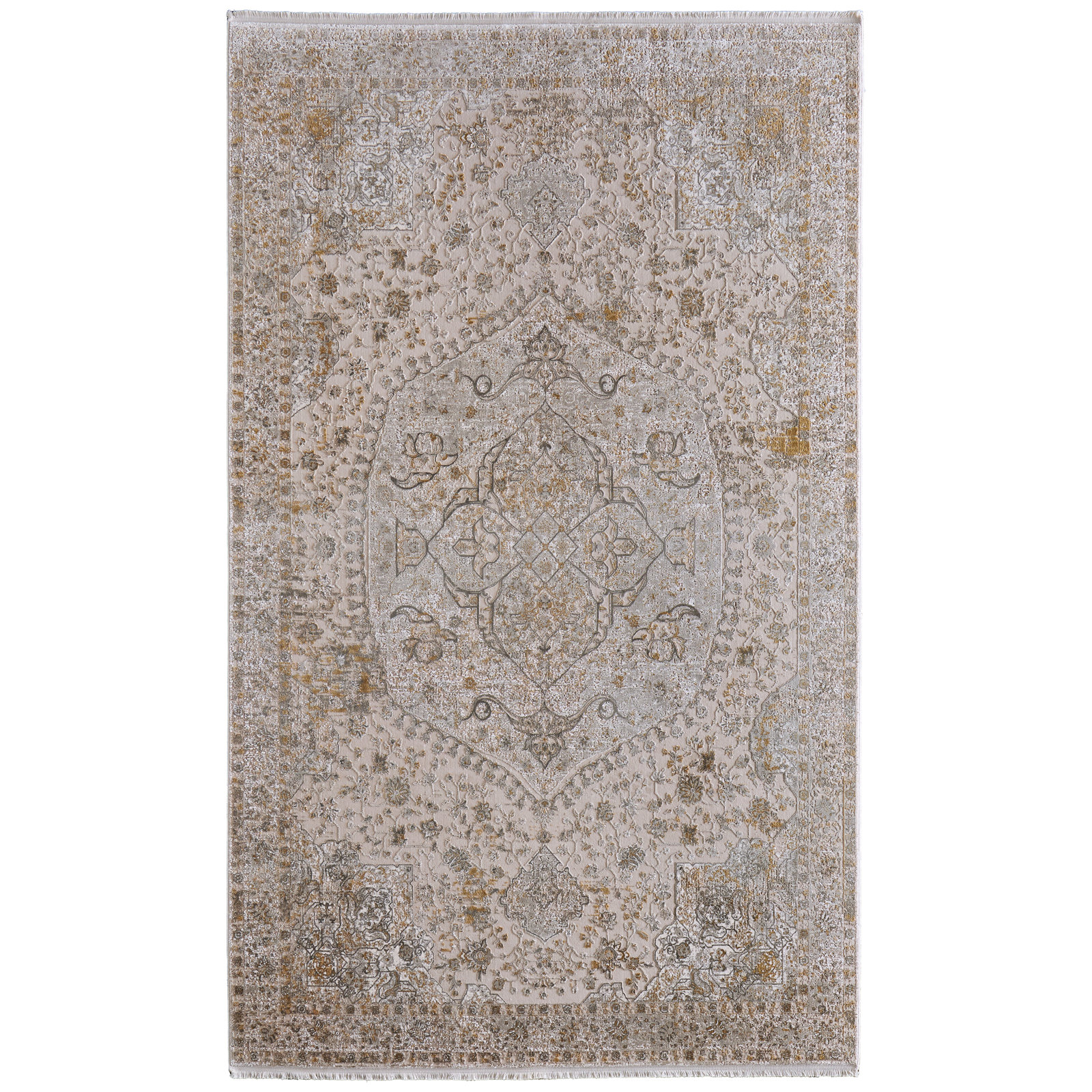 Cadiz Traditional Medallion Ivory Area Rug, Rectangle 3'1" x 5'