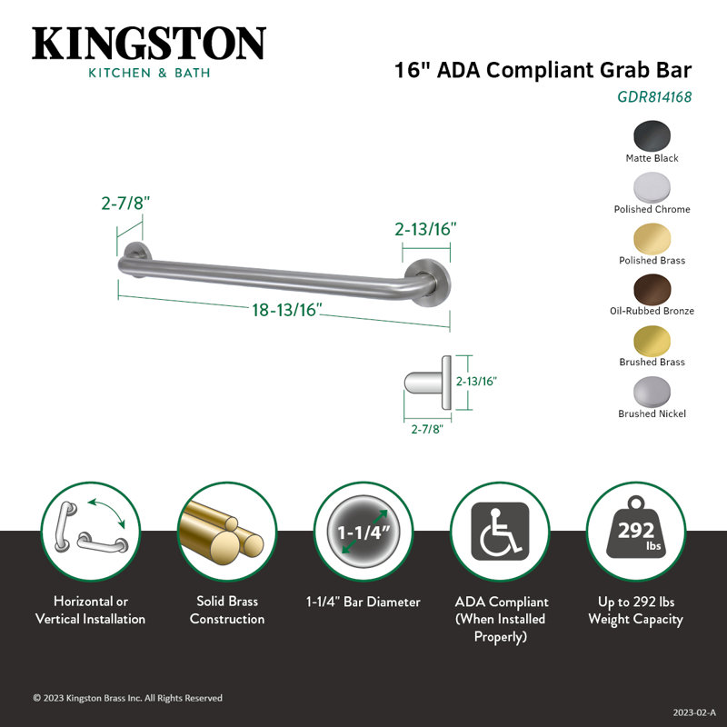 Barre d'appui extensible 1-1 / 4 po Kingston, Bronze huilé, l 16 po