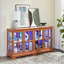 Vitrine classique en verre antique à 4 portes avec tablettes réglables-1281541704