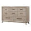 Commode à huit tiroirs en chêne d'hévéa massif 1 pièce avec rangement élégant et contemporain (comprend la commode seulement et non le miroir)