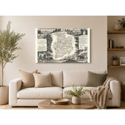 1852 Levasseur Map of the Department d'Ille-et-Vilaine, France — Landscape Canvas Wall Art